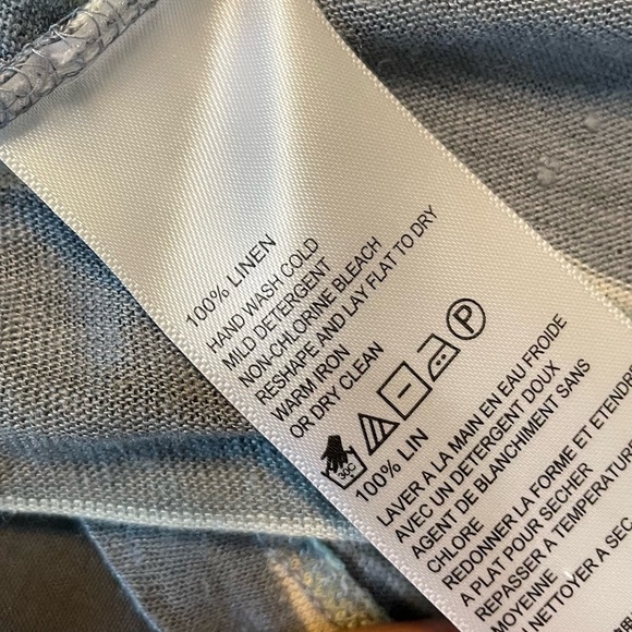 Tommy Bahama 100% linen striped blue dolman batwing 3/4 sleeve top size M - Picture 5 of 9